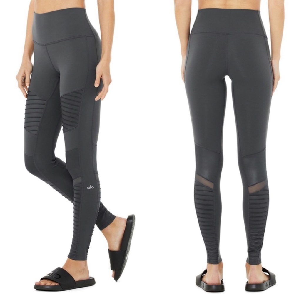 Alo Yoga Moto Legging Gray Sz M